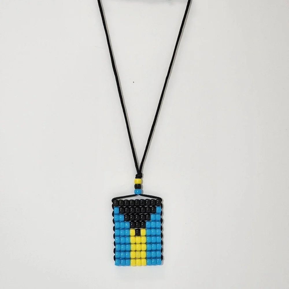 Car Rearview Mirror Danglers. Car Accessory. Pony Beads Bahamas Flag